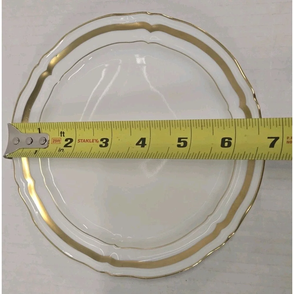 Raynaud Limoges Ceralene Marie Antoinette Gold on White Plates SET OF 8‎